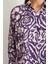 Çiçek Desenli Saten Gömlek Mor 5