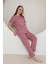 Kadın Kısa Kollu Pembe Pijama Takımı Kalpli 6