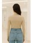 Yumuşak Dokulu Pamuk Dokuma Uzun Kol Dik Yaka Parmak Geçmeli Body Modal T-Shirt 2
