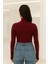 Yumuşak Dokulu Pamuk Dokuma Uzun Kol Dik Yaka Parmak Geçmeli Body Modal T-Shirt 2