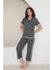 Kadın Kısa Kollu Gri Pijama Takımı 1