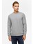 Gri Regular Düz Bisiklet Yaka Sweatshirt 3