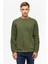 Haki Regular Düz Bisiklet Yaka Sweatshirt 1