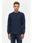 Lacivert Regular Düz Bisiklet Yaka Sweatshirt 1