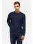 Lacivert Regular Düz Bisiklet Yaka Sweatshirt 2