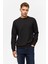 Siyah Regular Düz Bisiklet Yaka Sweatshirt 1