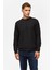 Siyah Regular Düz Bisiklet Yaka Sweatshirt 3
