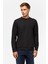 Siyah Regular Düz Bisiklet Yaka Sweatshirt 4
