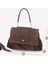 Kadın Hakiki Deri Fermuarlı Çıkabilen İç Cepli El ve Omuz Çantası Ornis Kahve Süet 9