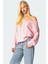 Pembe V Yaka Örgü Desen Oversize Kadın Kazak MG2519 1