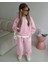 Kız Çocuk Pamuklu Pembe Kapüşonlu Sweatshirt Eşofman Alt-Üst Takım 2