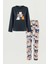 Kadın Gri Pamuklu Kedili Örme Pijama Takımı 1