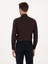Erkek Koyu Kahverengi Slim Fit Non Iron Pamuk Karışımlı Klasik Gömlek 50305838-VR084 5