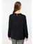Kadın Büyük Beden Yakası Örgülü Saten Bluz 2503 Siyah 4