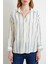 Çizgili Modal Gömlek Saks 4