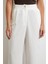 Çift Pileli Keten Pantolon Krem 5