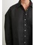 Cepli Oversize Keten Gömlek Siyah 5