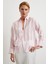 Organze Çizgili Gömlek Pembe 1