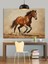 Koşan Kahverengi At Çizimi Dekoratif Kanvas - Mdf Ahşap Tablo 1