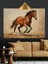 Koşan Kahverengi At Çizimi Dekoratif Kanvas - Mdf Ahşap Tablo 3