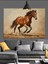 Koşan Kahverengi At Çizimi Dekoratif Kanvas - Mdf Ahşap Tablo 4