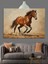 Koşan Kahverengi At Çizimi Dekoratif Kanvas - Mdf Ahşap Tablo 5