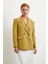 Çift Düğmeli Keten Blazer Ceket Olive 1
