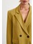 Çift Düğmeli Keten Blazer Ceket Olive 5