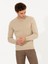 Erkek Ekru Regular Fit Pamuk Karışımlı Bisiklet Yaka Triko Kazak 50257389-VR019 2