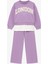 Mor Lila Çocuk Eşofman Takımı – “london” Yazılı Sweatshirt & Alt Eşofman 1