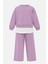 Mor Lila Çocuk Eşofman Takımı – “london” Yazılı Sweatshirt & Alt Eşofman 3