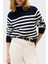 Çizgili Relaxed Fit Yarım Balıkçı Yaka Kazak Bayan Kazak WW0WW46759 0bd 1