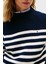Çizgili Relaxed Fit Yarım Balıkçı Yaka Kazak Bayan Kazak WW0WW46759 0bd 3