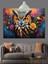 Renkli Çiçekler Arasında Baykuş Dekoratif Kanvas - Mdf Ahşap Tablo 4