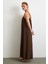 Askılı Piliseli Geniş Elbise Kahve 2