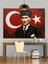 Türk Bayrağı Önünde Atatürk Dekoratif Kanvas - Mdf Ahşap Tablo 1