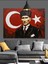 Türk Bayrağı Önünde Atatürk Dekoratif Kanvas - Mdf Ahşap Tablo 4