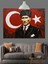 Türk Bayrağı Önünde Atatürk Dekoratif Kanvas - Mdf Ahşap Tablo 5