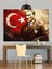 Bayrak Önünde Atatürk Portresi Dekoratif Kanvas - Mdf Ahşap Tablo 5