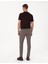 Erkek Vizon Slim Fit Beli Lastikli Kordonlu Jogger Kanvas Pantolon 50317281-VR052 4