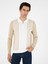 Erkek Bej Slim Fit Fermuarlı Polo Yaka Triko Kazak 50293767-VR011 3