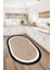 Dijital Baskı Jüt Görünüm Siyah Beyaz Çerçeveli Oval Makinada Yıkanabilir Salon Mutfak Yolluk Halısı 1