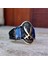 925 Ayar Gümüş Mavi Taşlı Hz. Ali Kılıcı Erkek Yüzük 4