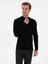 Erkek Siyah Slim Yün Karışımlı Fit Yarım Balıkçı Basic Triko Kazak 50315296-VR046 1