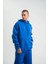 Unisex Double Oversize Kapşonlu Basic Sweatshirt - Mavi 3