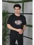 Unisex Baskılı Oversize T-Shirt - Siyah 3