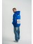 Unisex Kapşonlu Uzun Kol Patchli Nakışlı Sweatshirt - Mavi 1