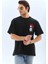 Unisex Oversize Baskılı Bisiklet Yaka T-Shirt - Siyah 1