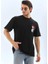 Unisex Oversize Baskılı Bisiklet Yaka T-Shirt - Siyah 3