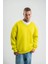 Geniş V Yaka Kol Ribana Detaylı Sweatshirt - Sarı 4